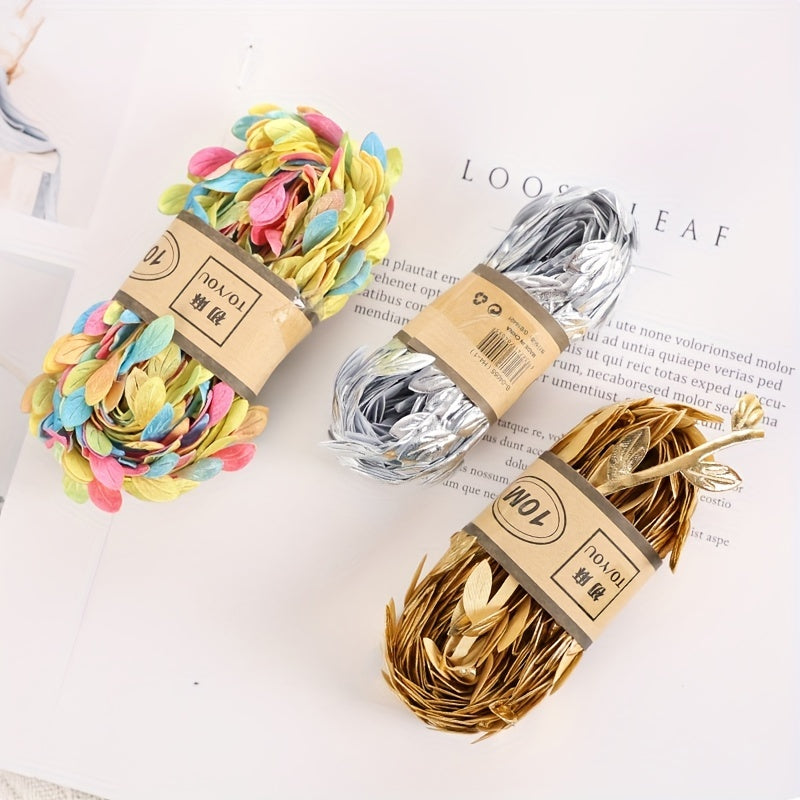 1pc 1 10m Natural Jute Twine Burlap Leaf Ribbon Artificial Vine Green Leaves Wed