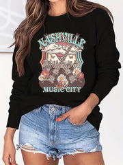Nashville Music City Print Sweatshirt