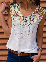 Women's Plus Floral Print V-Neck Tank Top