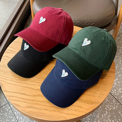 Heart Label Patch Baseball Cap Adjustable Couple Dad Hats Unisex Sun Hats