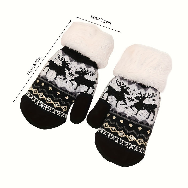 Kids' Warm Christmas Snowflake Gloves, Ages 3-6