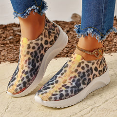 Leopard Print Slip-On Running Shoes for Women