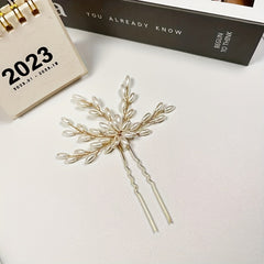 Faux Pearl Leaf Shape Hair Pin U shaped Hairpin Hair Accessories