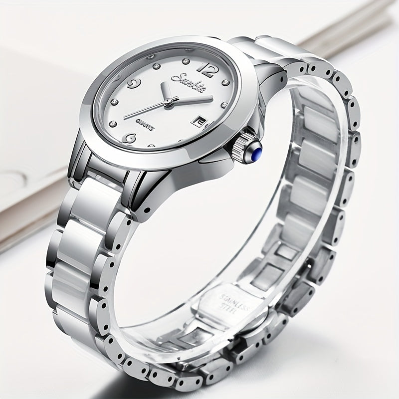 LIGE Schoolgirl Ceramic Watch Girl Quartz Watch Calendar Waterproof Wrist Watch