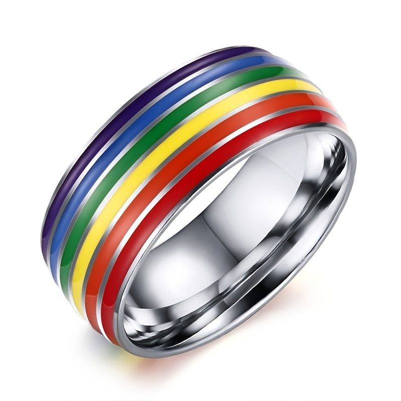 Rainbow Pride Ring LGBT Stainless Steel Friendship Jewelry