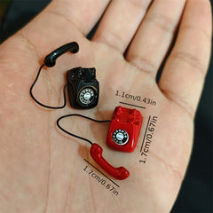 Vintage Red Rotary Telephone for Dollhouses