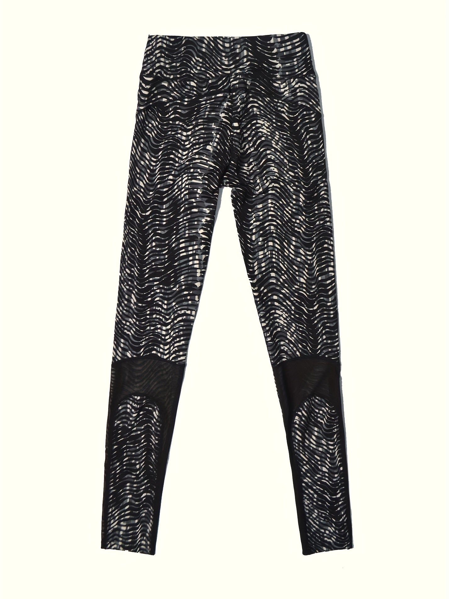 Striped Mesh Crop Pants Butt Lifting Yoga Leggings Women's Activewear
