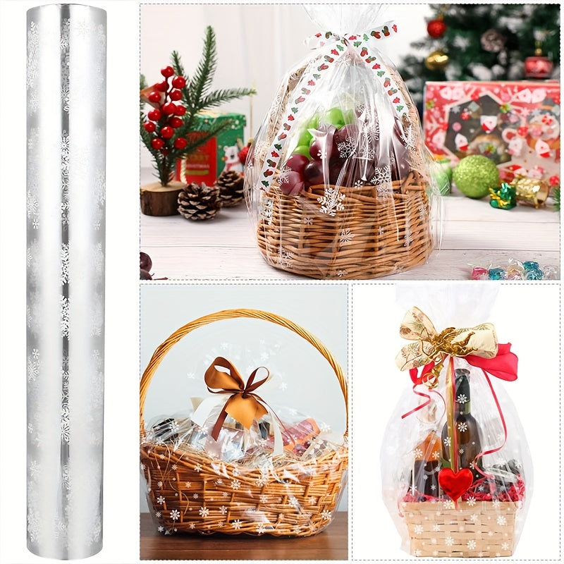 Christmas Cellophane Wrap Roll 86 36 Cm X 30 48 M Snowflake Pattern 3 Mil