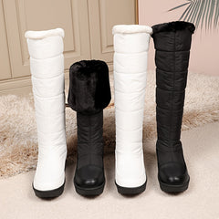 Waterproof Non slip Knee Boots Warm Plush Flat Lace Up Sports Sneakers