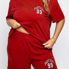 Sporty Lounge Set Women's Tee & Shorts Pajama Set