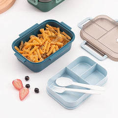 Double Layer Insulated Lunch Box with Spoon - Office Workers Bento Box