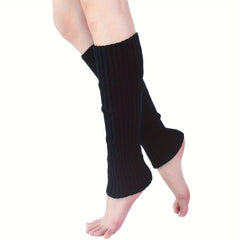 2 Multicolor Women's Woolen Leg Cover Solid Knitted Calf Warm Stacking Sock
