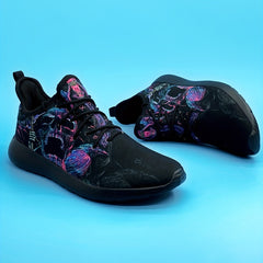 Men's Skull Crow Print Lace Up Casual Shoes Lightweight Non slip Comfy Sneakers