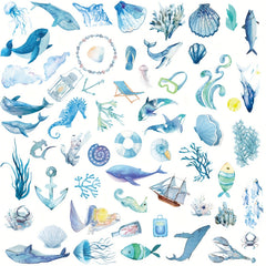 50pcs Sea Ocean Stickers Waterproof Vinyl Decals for Water Bottle Laptop Hydrofl