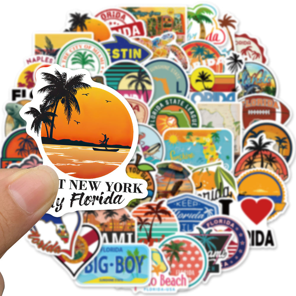 50pcs Florida Waterproof Stickers for DIY Projects