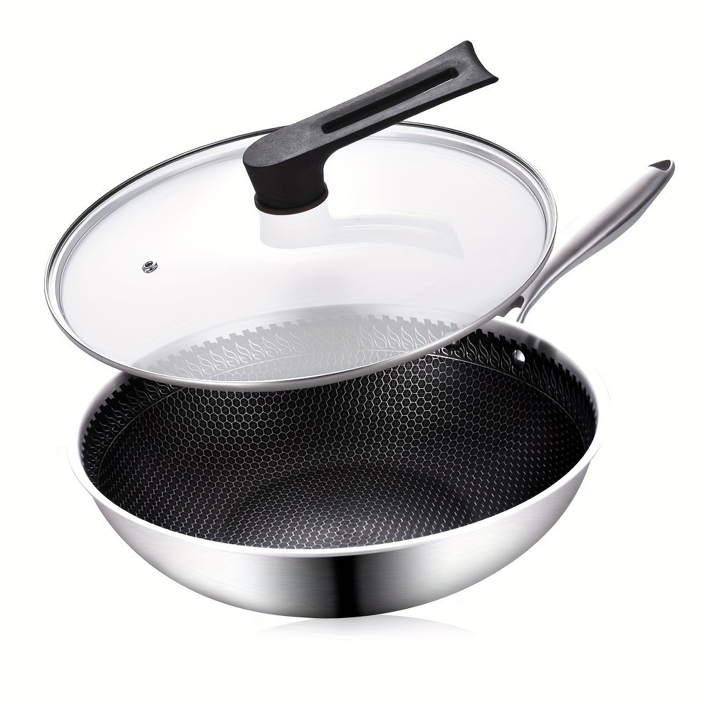 32cm Stainless Steel Wok with Honeycomb Coating