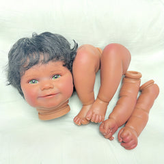 Dark Skin Reborn Doll Kits With Rooted Hair DIY Kit