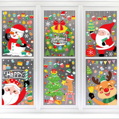 Christmas Snowman & Reindeer Window Stickers Static Cling Decoration