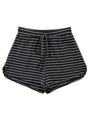 Striped Drawstring Shorts for Women