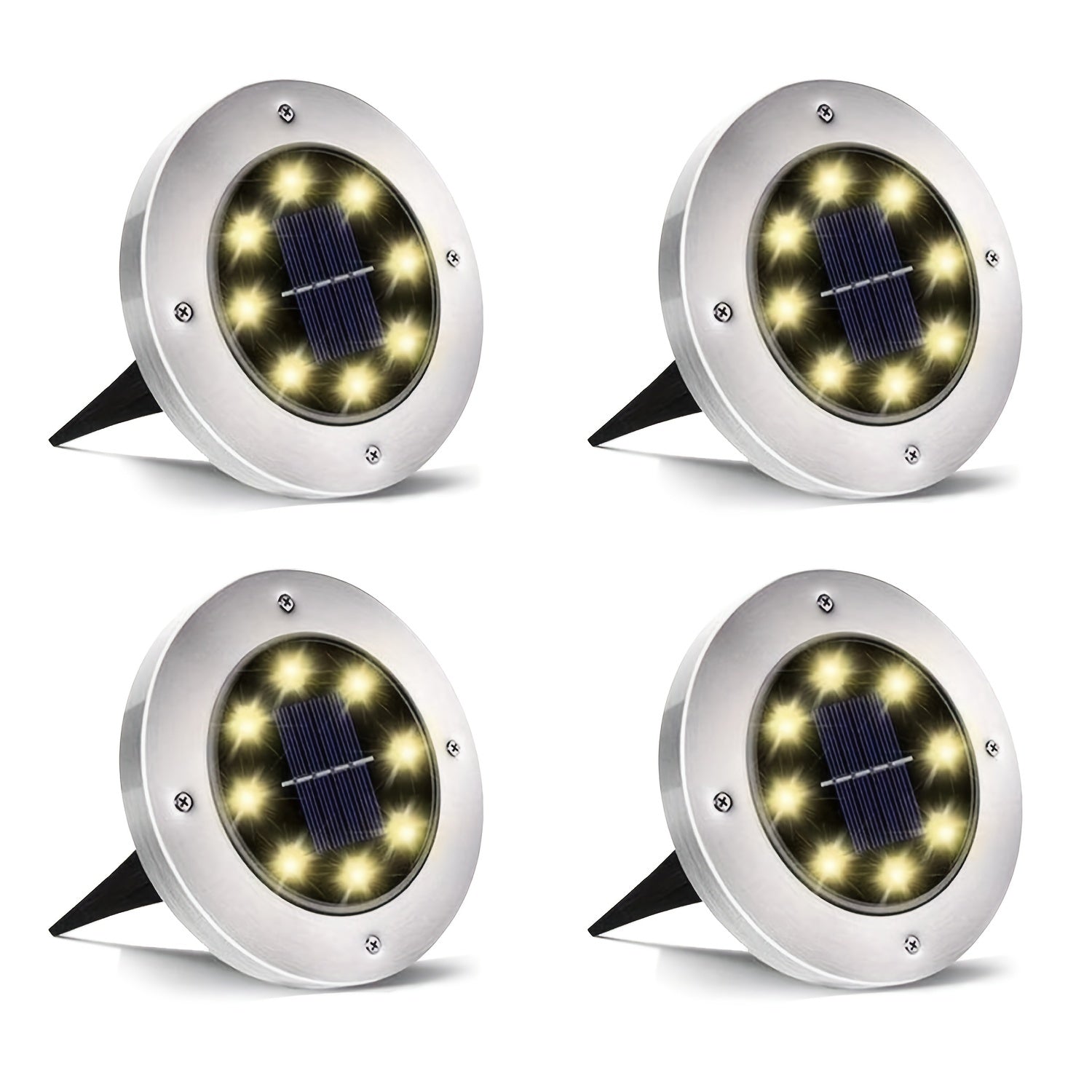 8 Pack Solar LED Ground Spot Lights Waterproof Outdoor Landscape