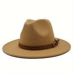 Retro Tweed Bowler Jazz Hat With Belt - Small Size