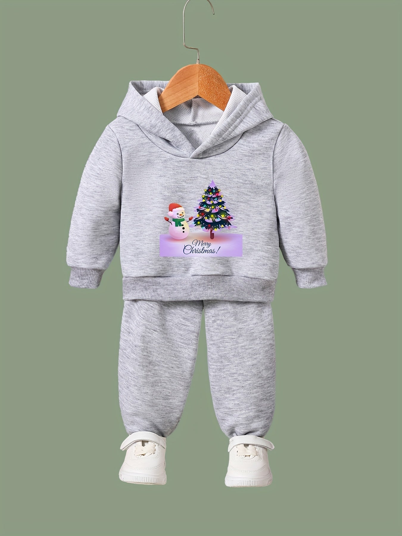 Girls 2pc Snowman & Tree Hoodie Sweatshirt & Sweatpants Set