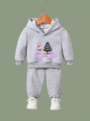 Girls 2pc Snowman & Tree Hoodie Sweatshirt & Sweatpants Set