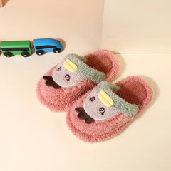 Girls' Cartoon Furry House Shoes, Non Slip Soft Bottom Walking Shoes