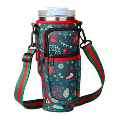Christmas Cup Holder Bag with Strap Waterproof Insulation 40oz Sports Cup