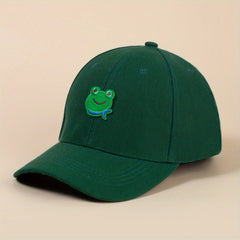 Cartoon Frog Decor Baseball Cap Dark Green Sun Hat for Women & Men