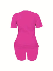 Two Piece Set Women's Plus Tee & Shorts Set
