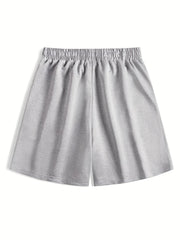 Men's Casual Solid Elastic Waist Drawstring Shorts for Summer