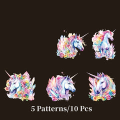10Pcs Unicorn Light Scissor Sticker Set for Decoration M