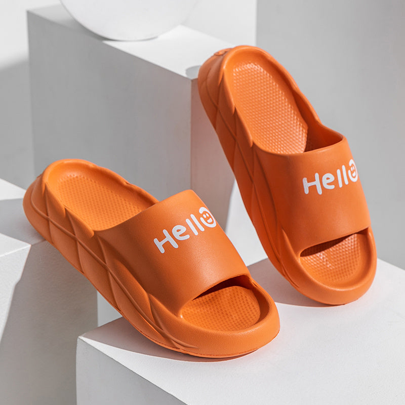 Letter Print Quick Dry Slides Couple Comfort Slippers
