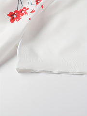Men's Casual Short Sleeve Plum Print Shirt