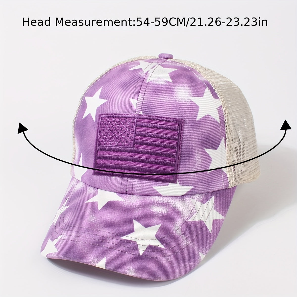 Star Print Ponytail Trucker Hat Flag Embroidery Independence Baseball Cap