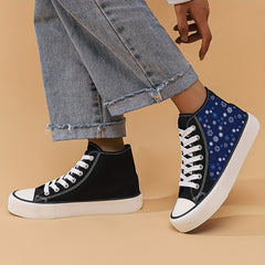 Christmas Snowflake Print High Top Canvas Sneakers