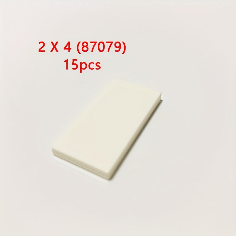 15pcs Building Blocks Set 2x4 Low Wall Flat Bricks Mixed Colors ABS Material