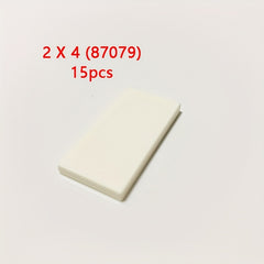 15pcs Building Blocks Set 2x4 Low Wall Flat Bricks Mixed Colors ABS Material