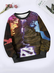 Planet Pattern Crew Neck Sweatshirt for Spring Fall
