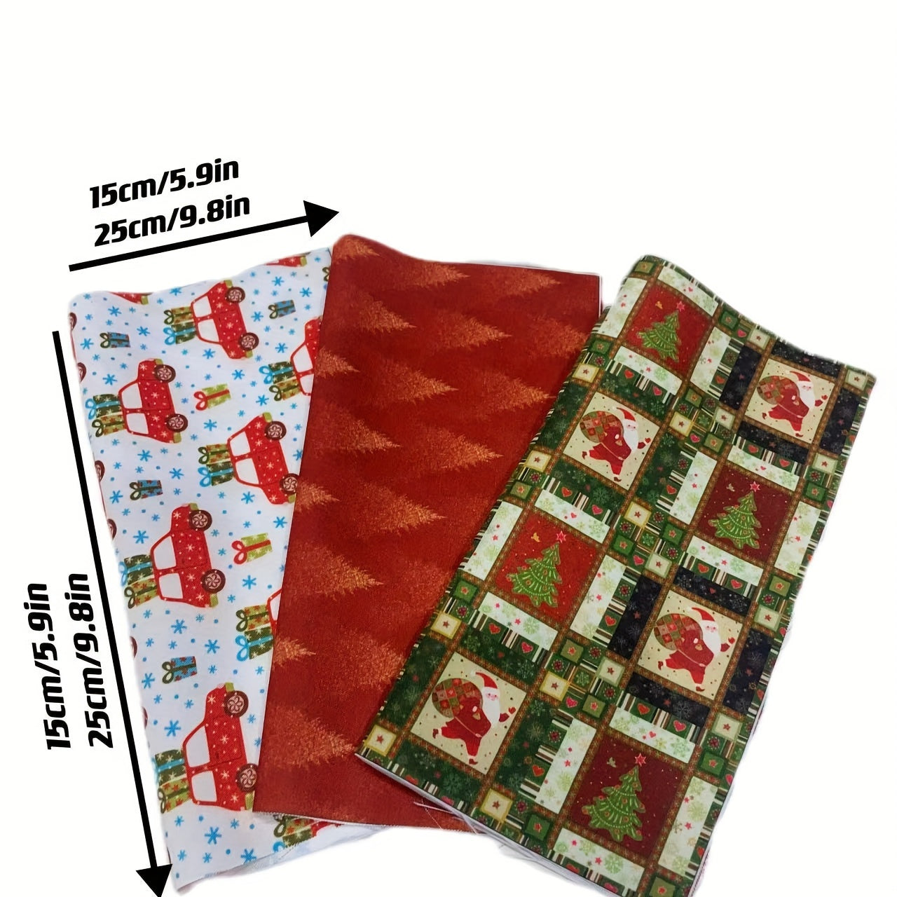 6pcs Christmas Fabric Fat Quarter for DIY Crafting Sewing