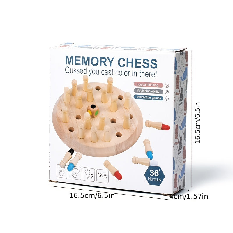 Memory Chess Puzzle Game Children's Toys Wooden Colorful Memory Chess