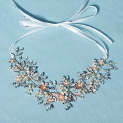 Flower Charm Rhinestone Headband Bridal Hair Styling Accessory