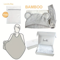 Soft Bamboo Hooded Baby Towel Set - Grey Bear