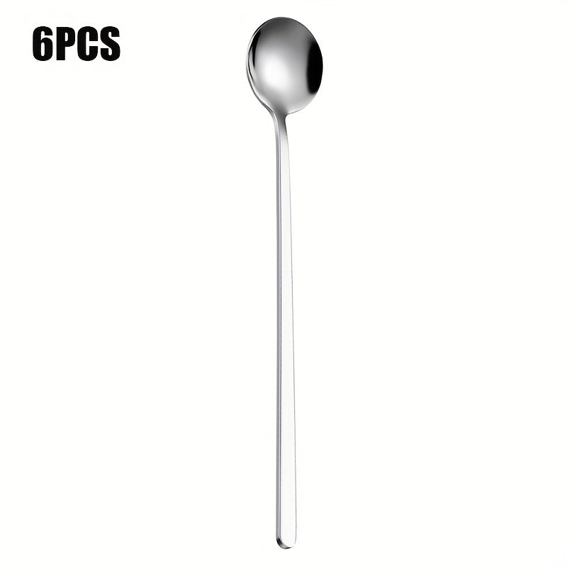 6pcs Stainless Steel Coffee Spoons Long Handle Tea Spoons