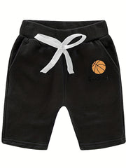 Boys Basketball Print Comfortable Drawstring Shorts For Summer