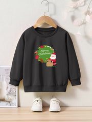 Merry Christmas Santa Print Crew Neck Sweatshirt Kids Clothes
