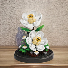 DIY Building Block Flower Bouquet Eternal Rose Peony Sunflower Gardenia Lily Tul