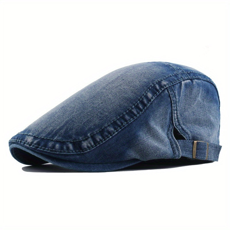 Men's Denim Newsboy Cap Casual Cabbie Beret