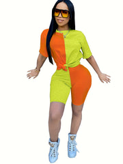 Casual Two piece Set T-shirt & High Waist Shorts